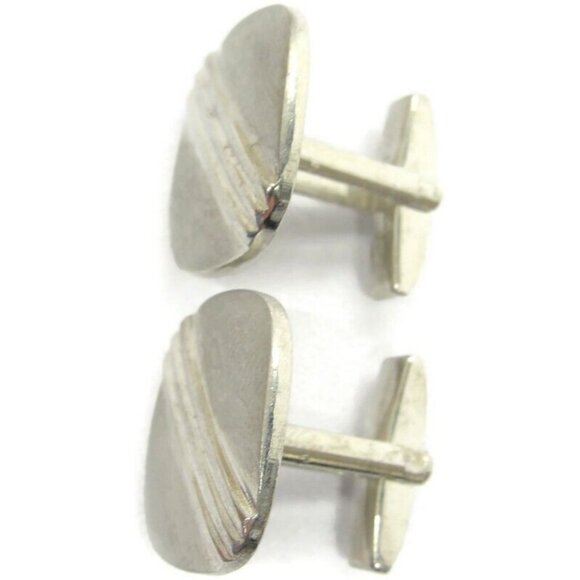 Pioneer Cufflinks Silver Tone Wedding Tux Vintage IOB - Picture 9 of 16